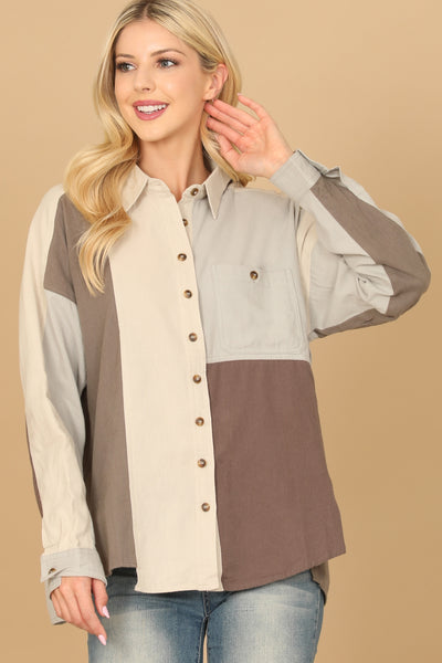 COLOR BLOCK LONG SLEEVE TOP 2-2-2