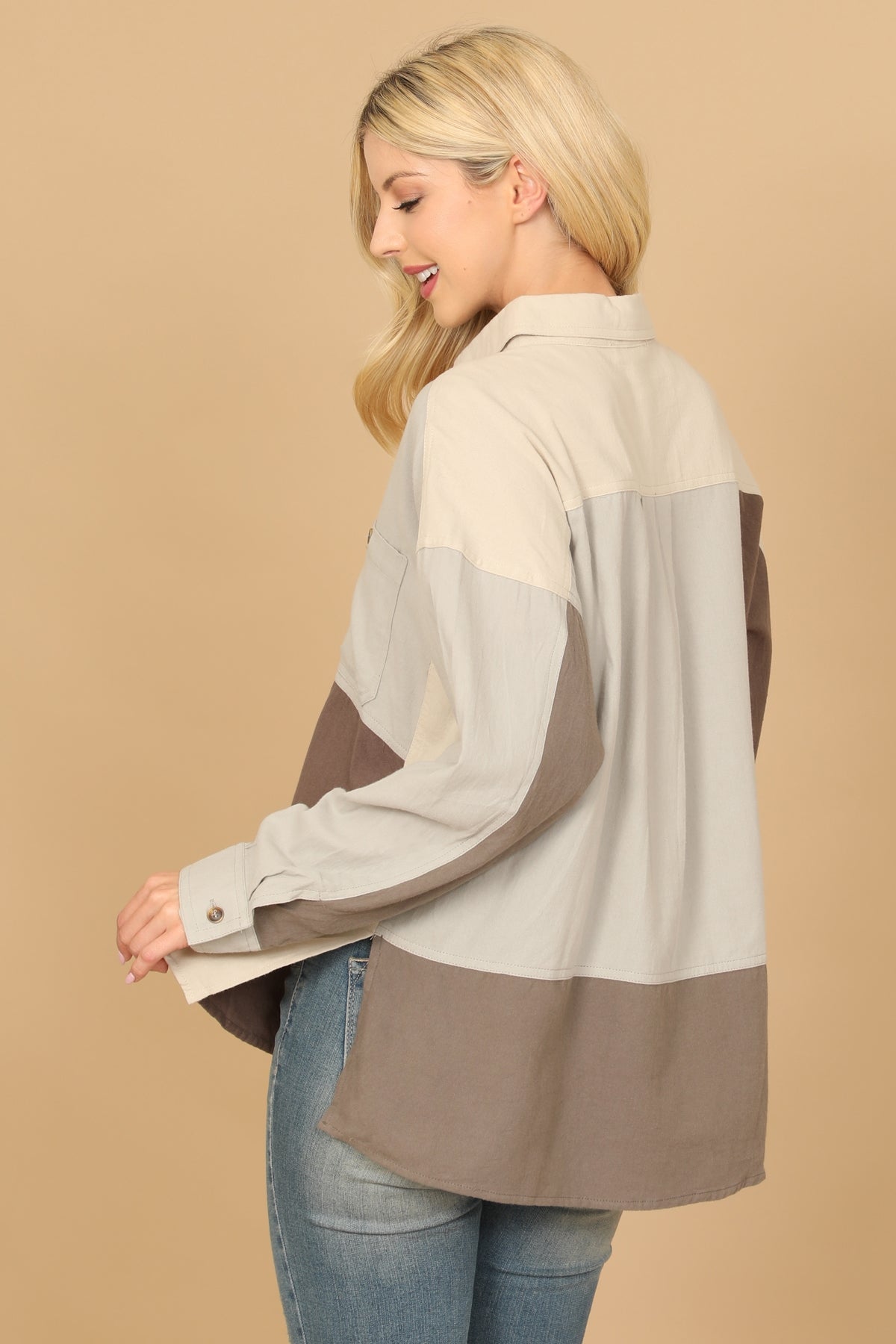 COLOR BLOCK LONG SLEEVE TOP 2-2-2