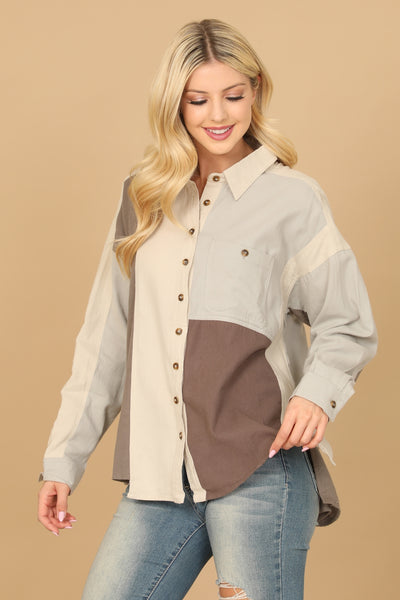 COLOR BLOCK LONG SLEEVE TOP 2-2-2