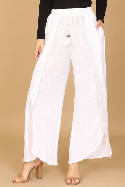 LINEN TASSEL TIE TULIP PANTS 2-2-1