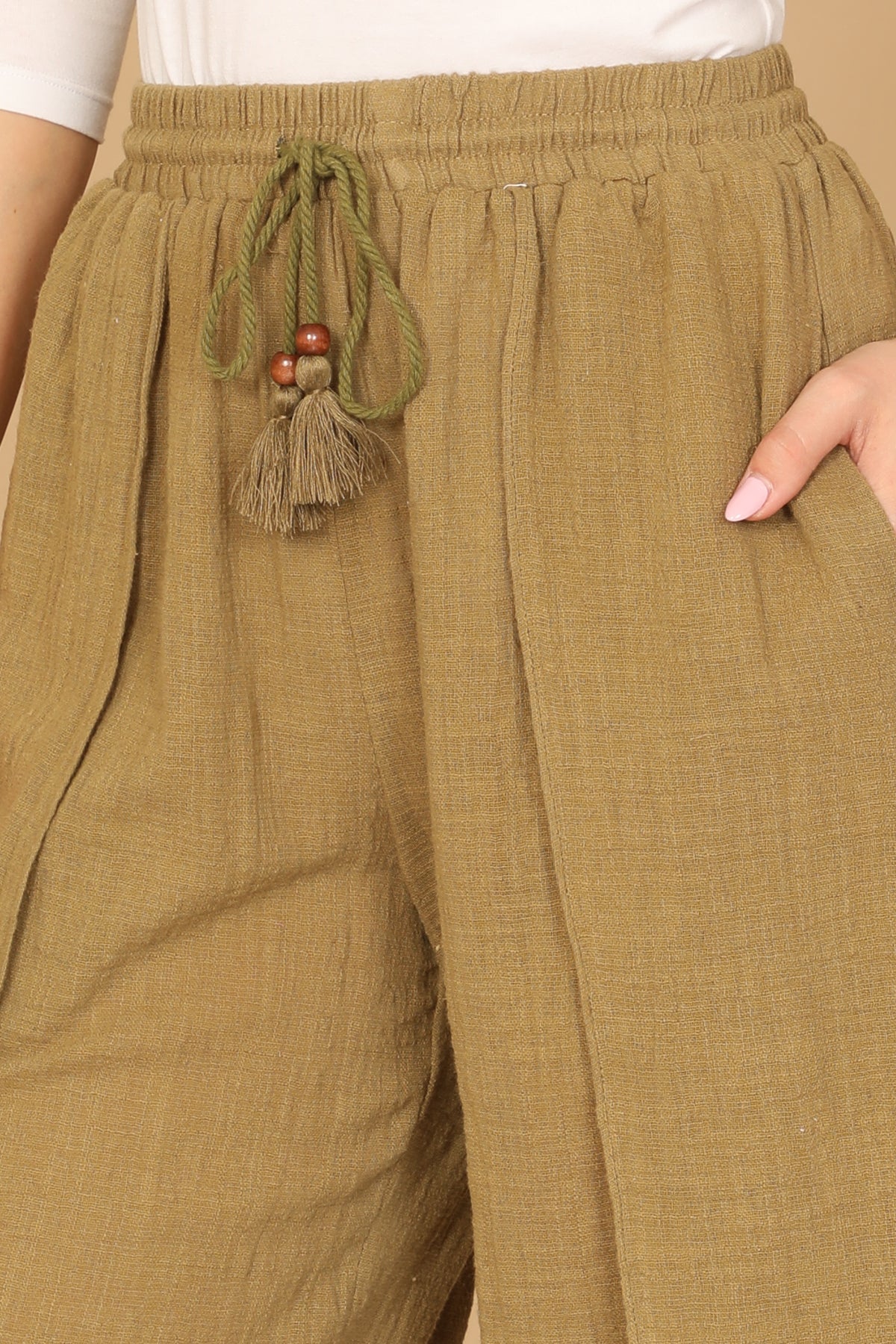 LINEN TASSEL TIE TULIP PANTS 2-2-1