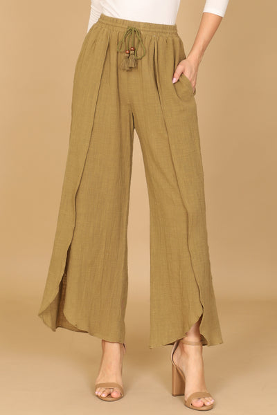 LINEN TASSEL TIE TULIP PANTS 2-2-1