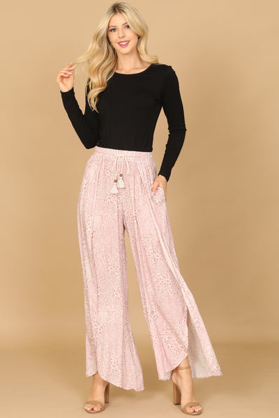 BLUSH SHAKE LEOPARD TASSEL TIE TULIP PANTS 2-2-1