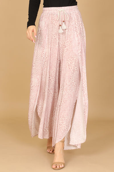 BLUSH SHAKE LEOPARD TASSEL TIE TULIP PANTS 2-2-1