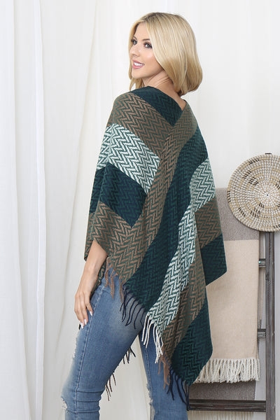 COLOR FADED STRIPES PONCHO