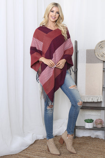 COLOR FADED STRIPES PONCHO