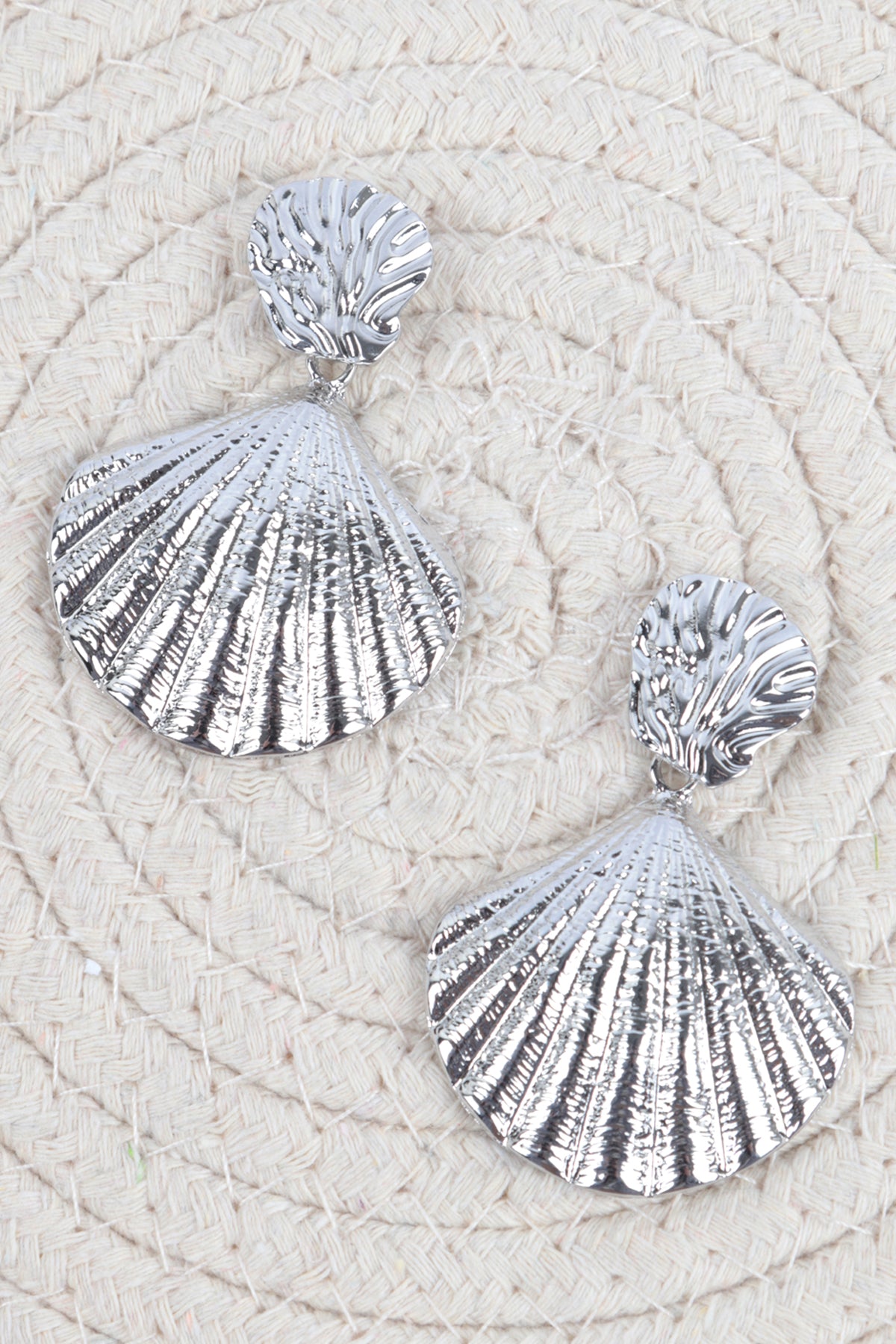 SILVER SEASHELL FASHION EARRINGS/3PAIRS