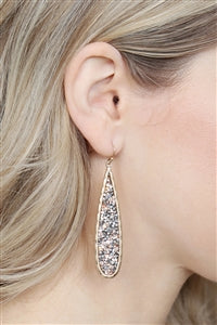 GLITTER FACETED TEARDROP EARRINGS
