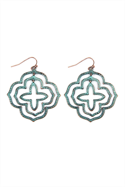 FILIGREE QUATERFOIL HOOK EARRINGS