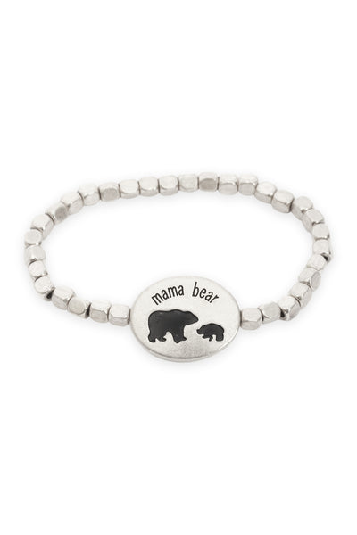 METAL NUGGET BEAR ELASTIC OVAL BRACELET