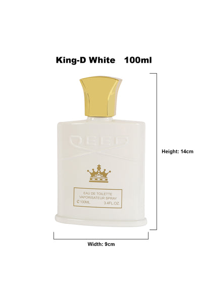 KING-D WHITE SPRAY COLOGNE EAU DE TOILETTE FOR MEN - 100ML/3.4 FL.OZ.
