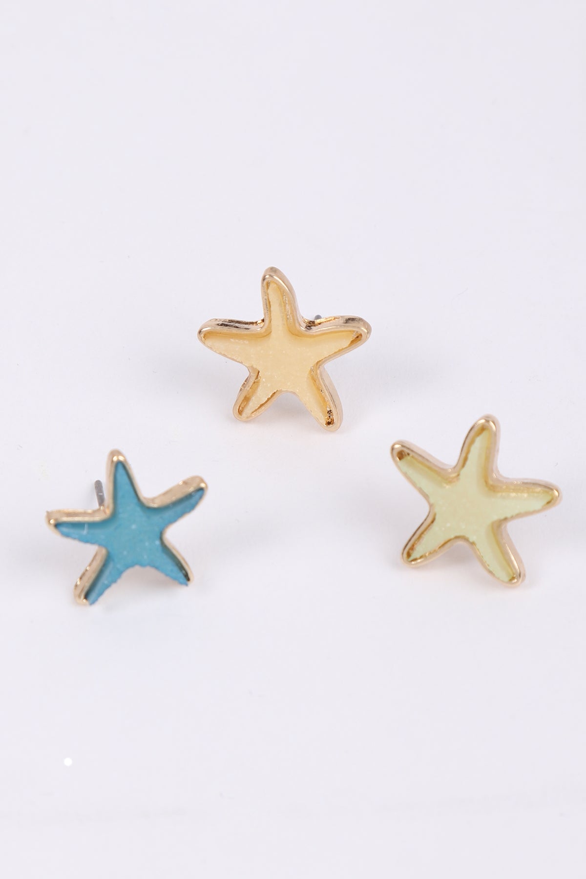 DRUZY METAL STARFISH SEALIFE POST EARRINGS