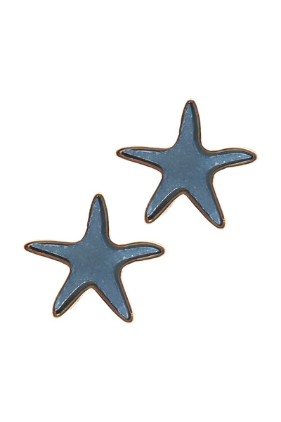 DRUZY METAL STARFISH SEALIFE POST EARRINGS