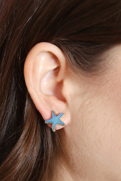 DRUZY METAL STARFISH SEALIFE POST EARRINGS