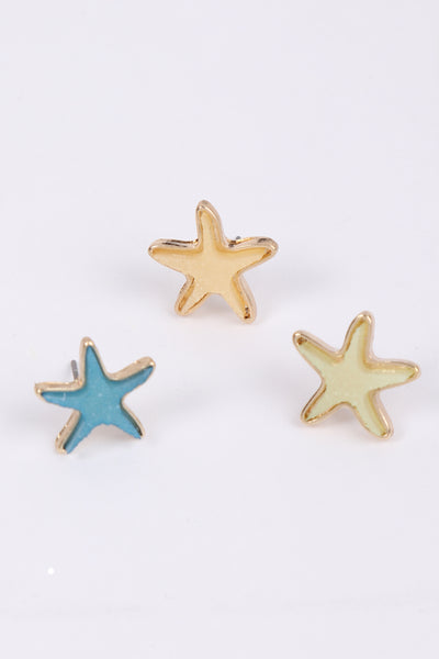 DRUZY METAL STARFISH SEALIFE POST EARRINGS
