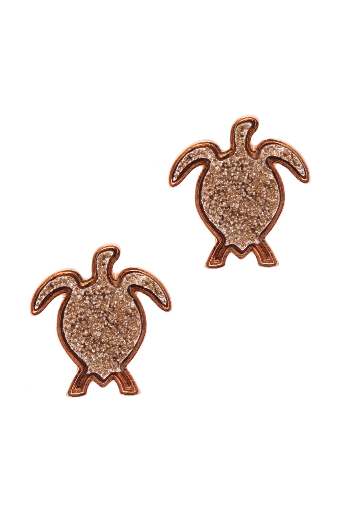 DRUZY METAL SEALIFE TURTLE POST EARRINGS