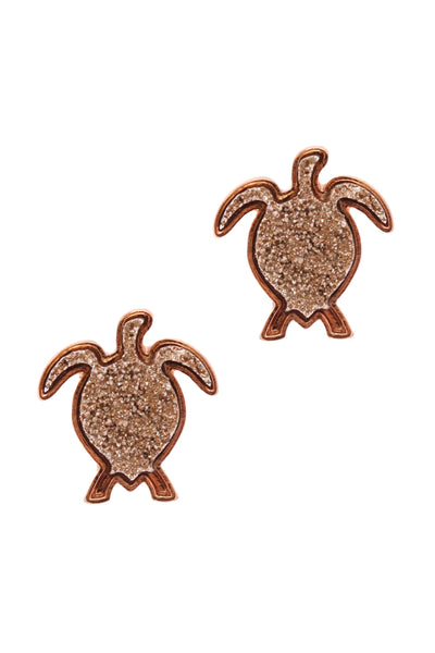 DRUZY METAL SEALIFE TURTLE POST EARRINGS