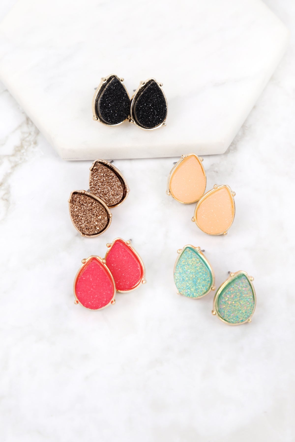 DRUZY TEARDROP POST EARRINGS