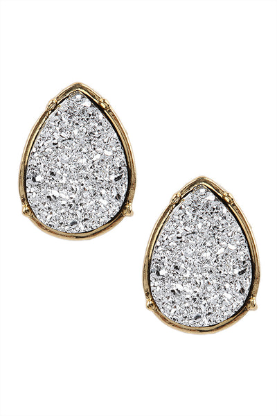 DRUZY TEARDROP POST EARRINGS