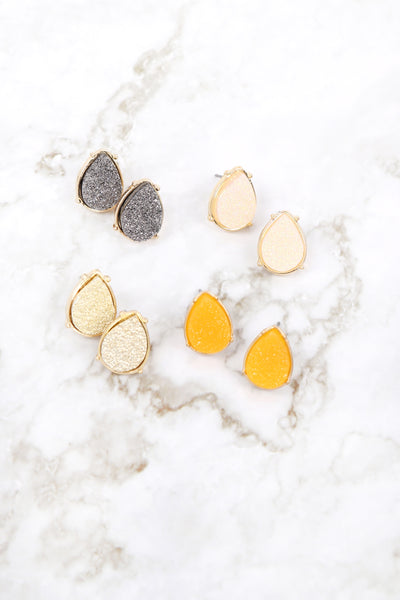 DRUZY TEARDROP POST EARRINGS