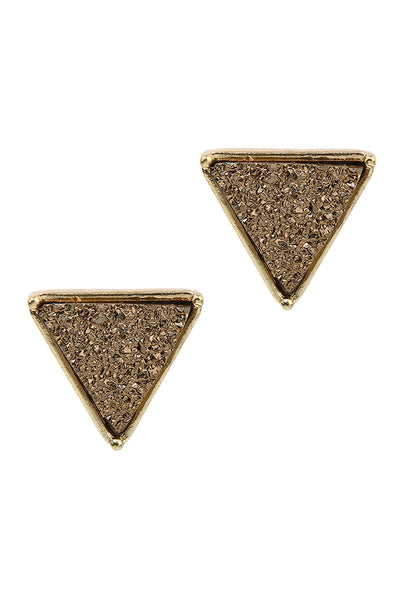 DRUZY TRIANGLE POST EARRINGS