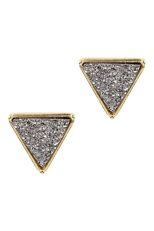 DRUZY TRIANGLE POST EARRINGS