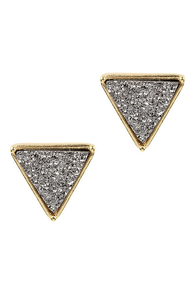 DRUZY TRIANGLE POST EARRINGS