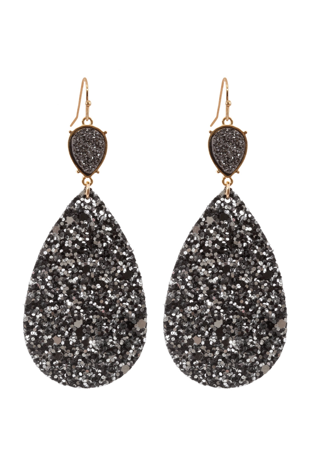 DRUZY TEARDROP GLITTER EARRINGS