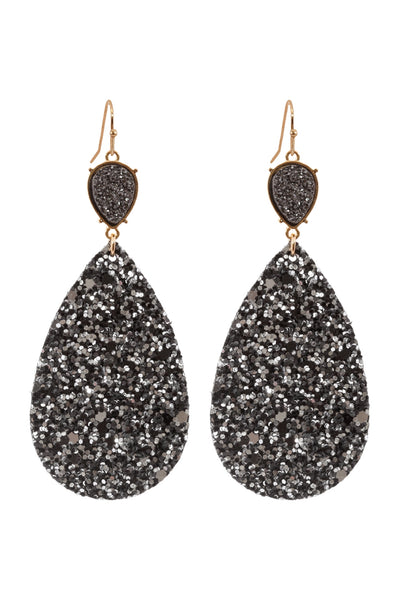 DRUZY TEARDROP GLITTER EARRINGS