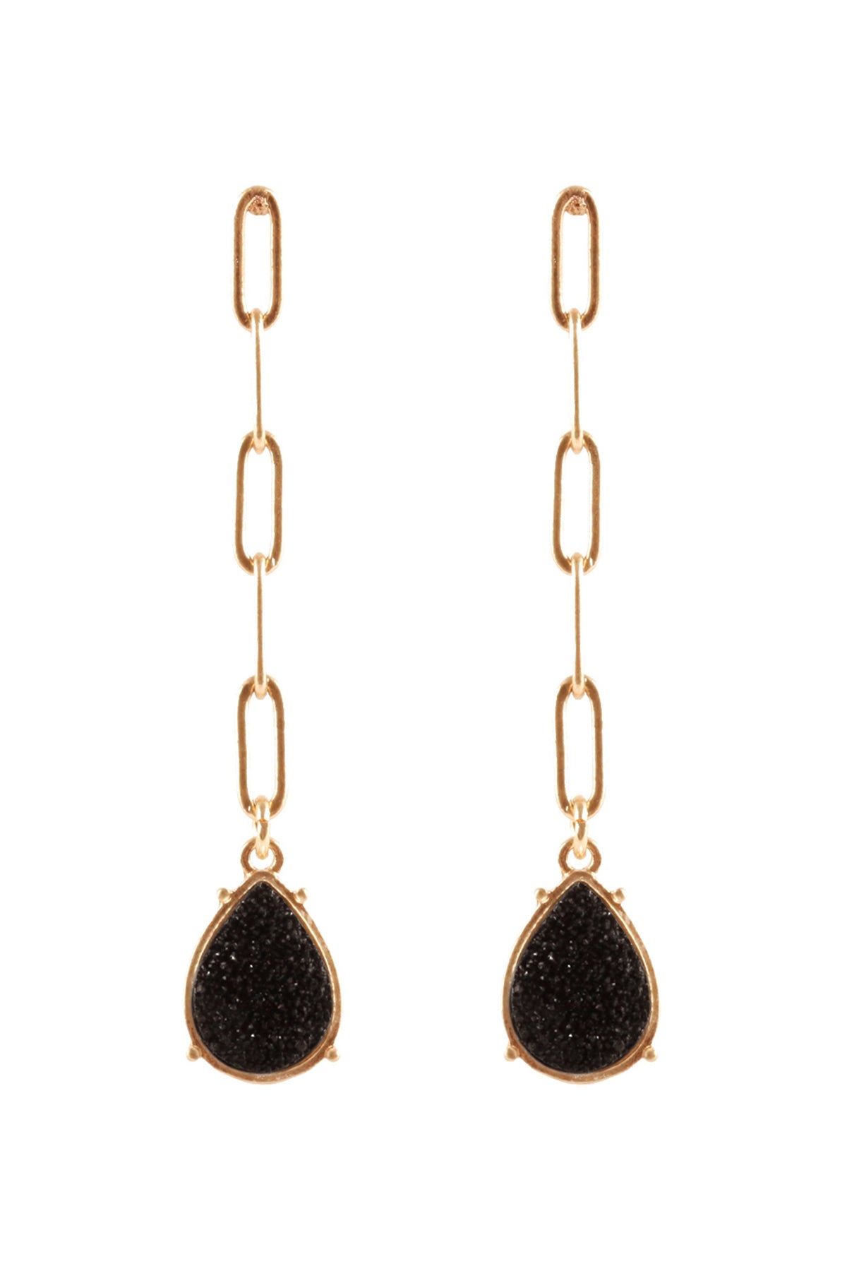 DRUZY METAL LINK POST TEARDROP EARRINGS
