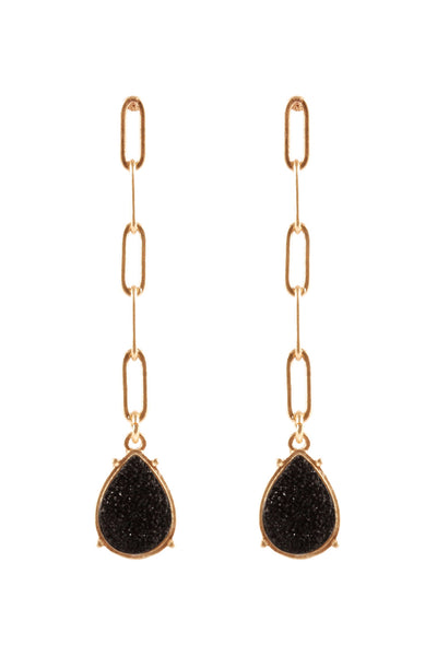DRUZY METAL LINK POST TEARDROP EARRINGS