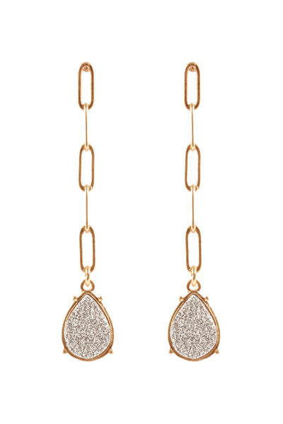 DRUZY METAL LINK POST TEARDROP EARRINGS