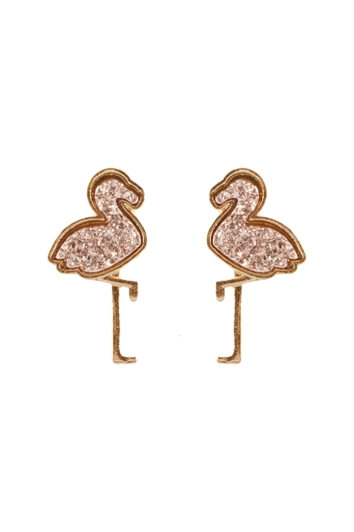 METAL DRUZY FLAMINGO POST EARRINGS