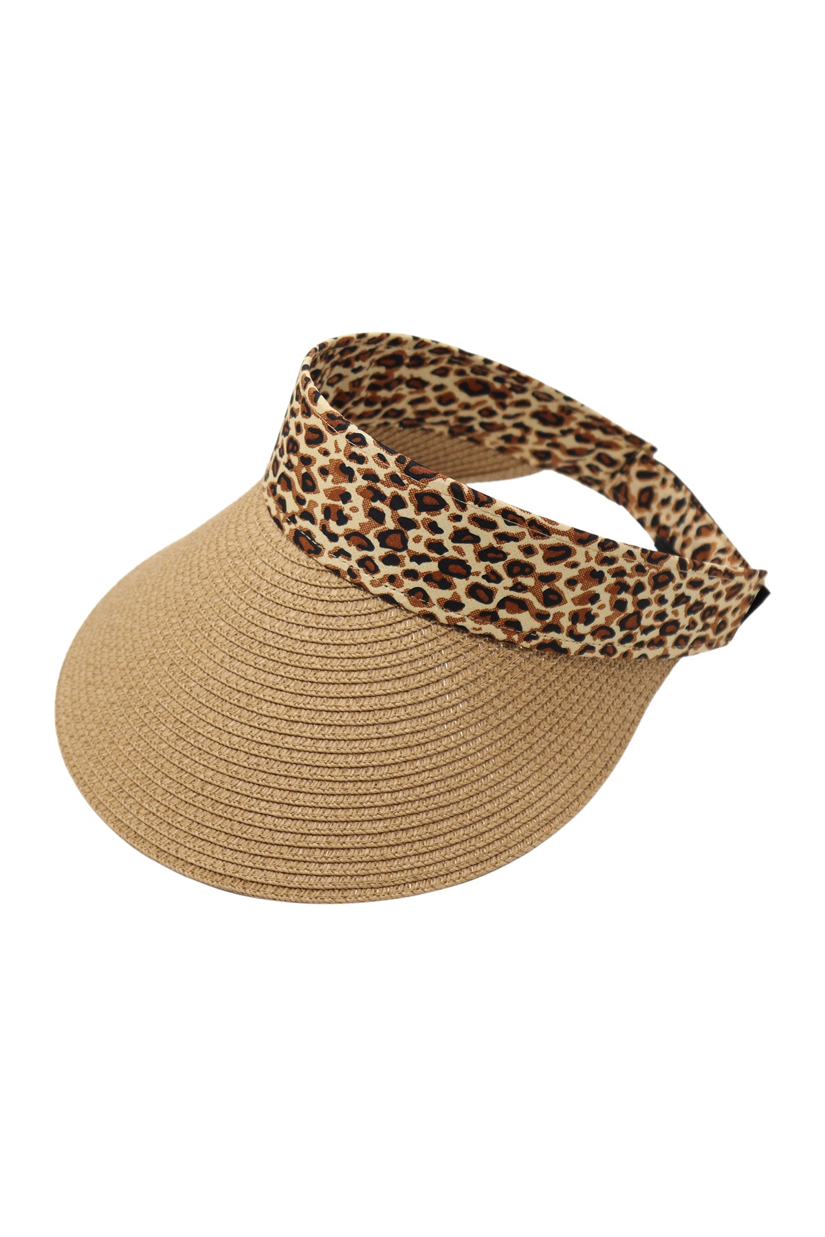 LEOPARD SUMMER SUN VISOR HAT - KHAKI