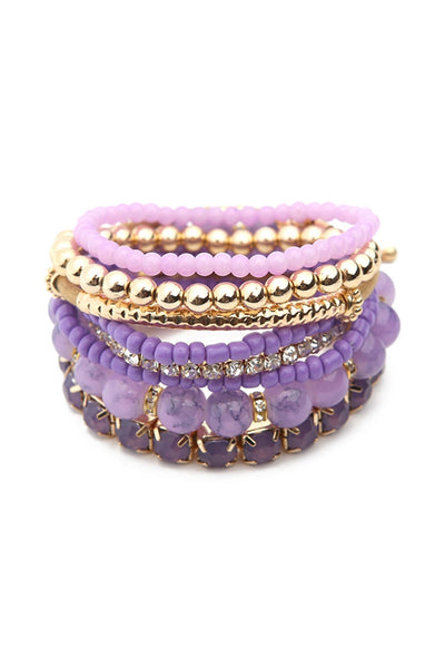 MULTICOLOR STRETCH BRACELET/6PCS