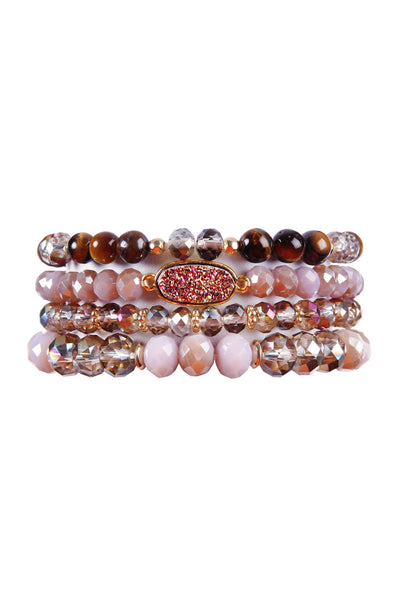DRUZY OVAL MIXED BEADS BRACELET SET