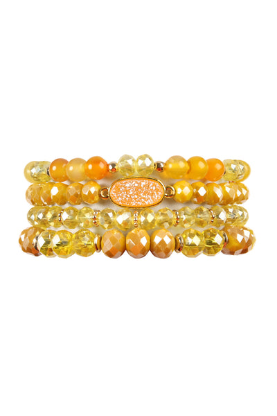 DRUZY OVAL MIXED BEADS BRACELET SET