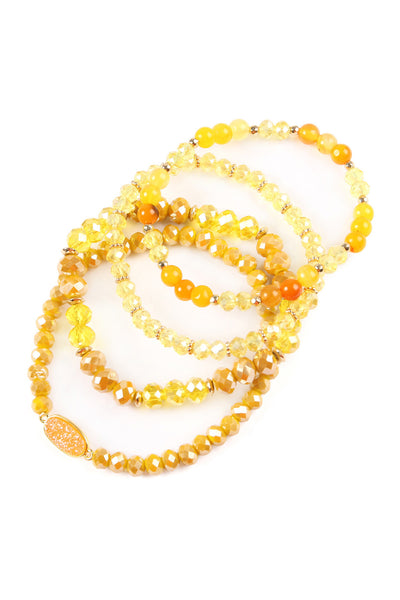 DRUZY OVAL MIXED BEADS BRACELET SET