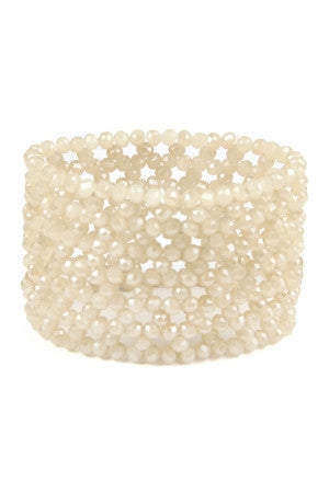GLASS BEADS MESH WIDE STRETCH BRACELET