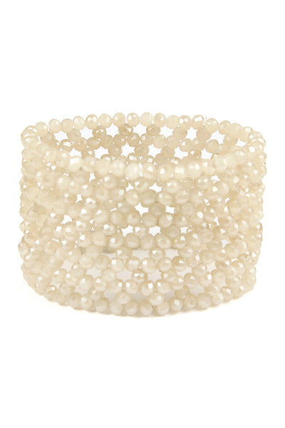 GLASS BEADS MESH WIDE STRETCH BRACELET