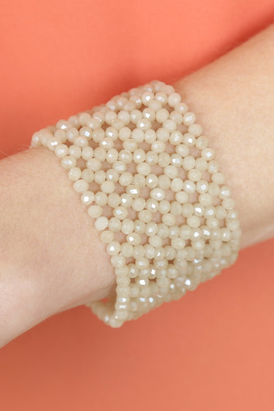 GLASS BEADS MESH WIDE STRETCH BRACELET