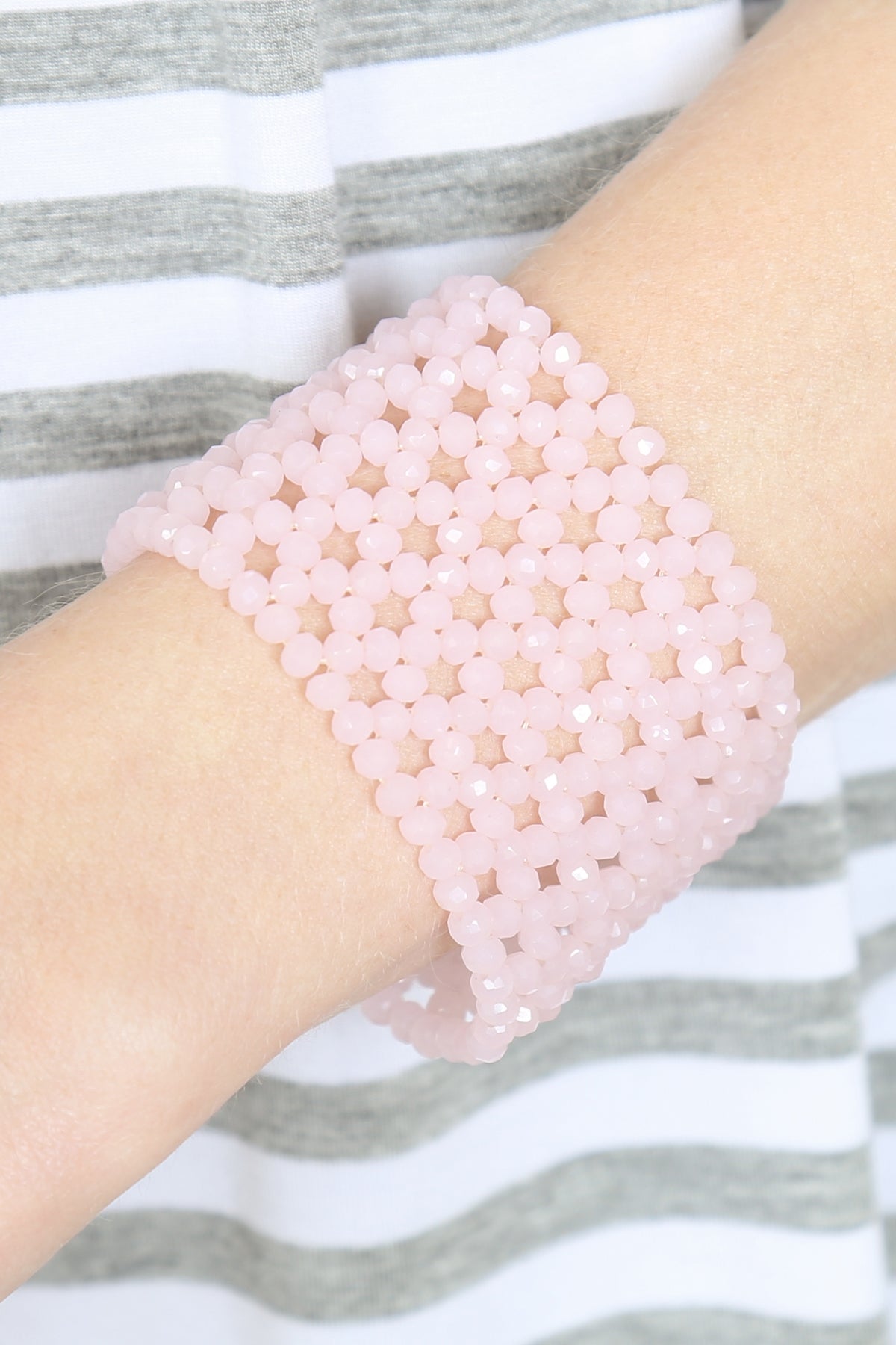 GLASS BEADS MESH WIDE STRETCH BRACELET