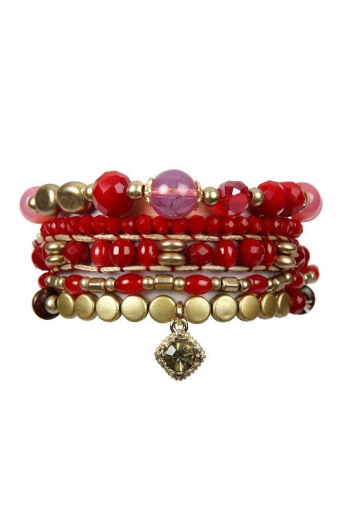 MIXED BEADS CHARM BRACELET SET