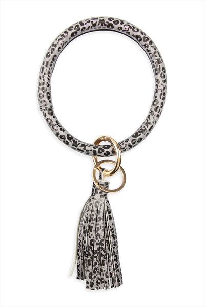 LEOPARD LEATHER TASSEL KEY RING BRACELET (NOW $1.50 ONLY!)