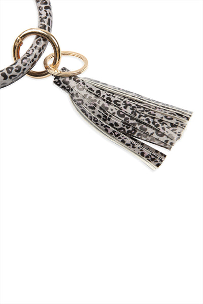 LEOPARD LEATHER TASSEL KEY RING BRACELET (NOW $1.50 ONLY!)