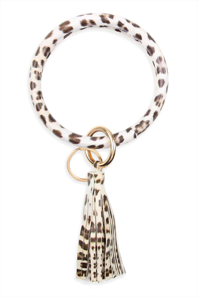 LEOPARD LEATHER TASSEL KEY RING BRACELET (NOW $1.50 ONLY!)