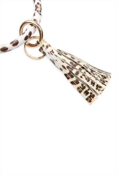 LEOPARD LEATHER TASSEL KEY RING BRACELET (NOW $1.50 ONLY!)