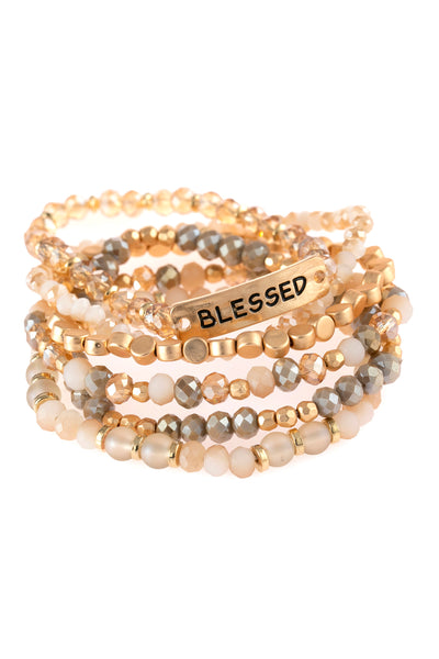 BLESSED CHARM MIXED BEADS BRACELET/6PCS