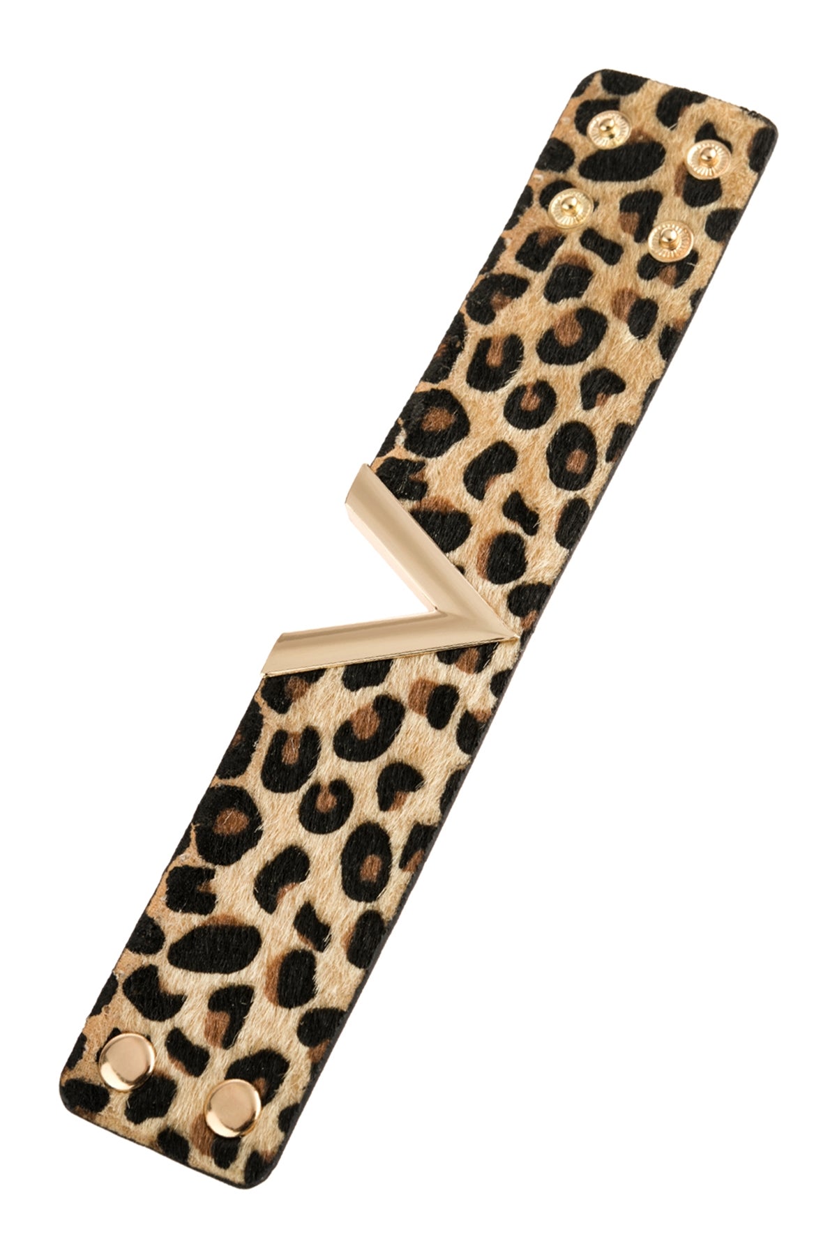 V LEOPARD PRINTED LEATHER BRACELET