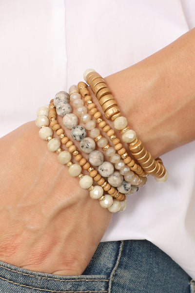 MIX STACKABLE CHARM BRACELET/6PCS